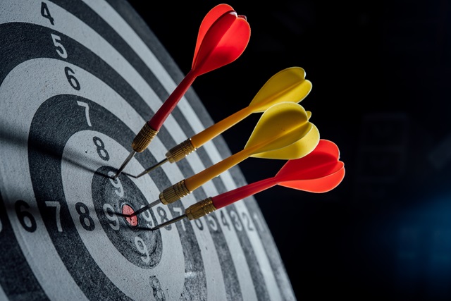darts arrows in the target center business concept darts arrows in the target center business concept