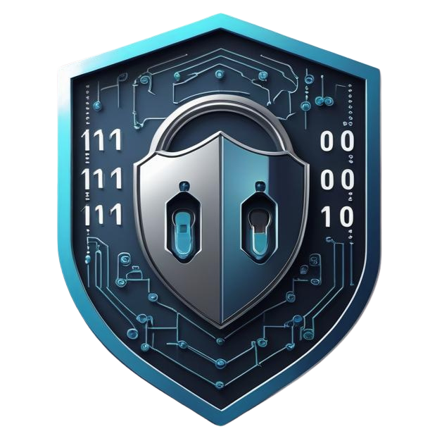 Shield symbol with computer language embedded